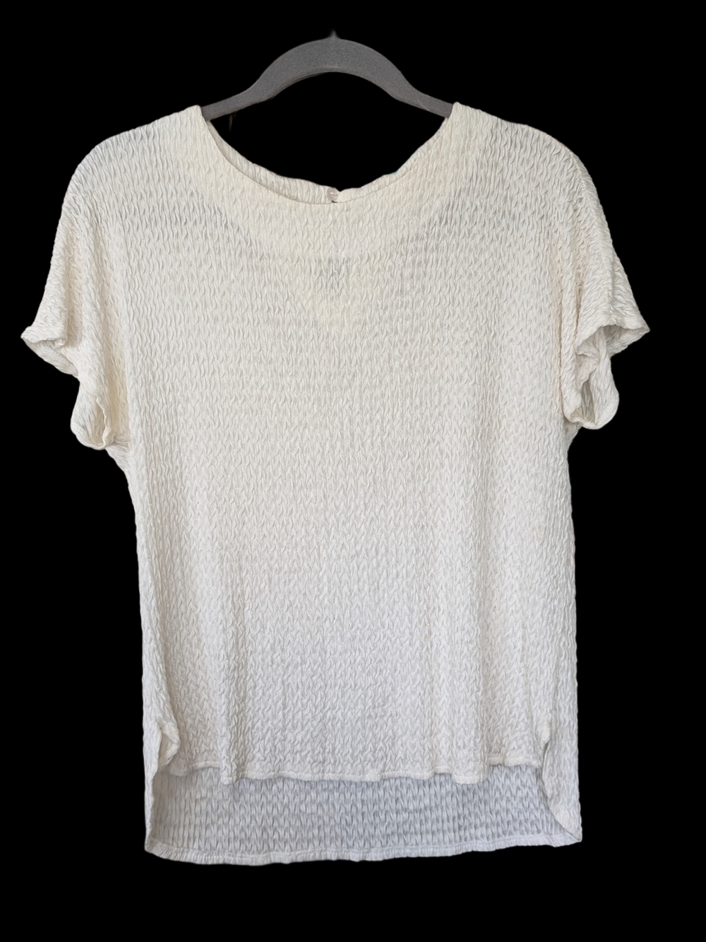 70s Vintage White Textured Crinkle XL Short Sleeve Top A K Collectible By Nuart